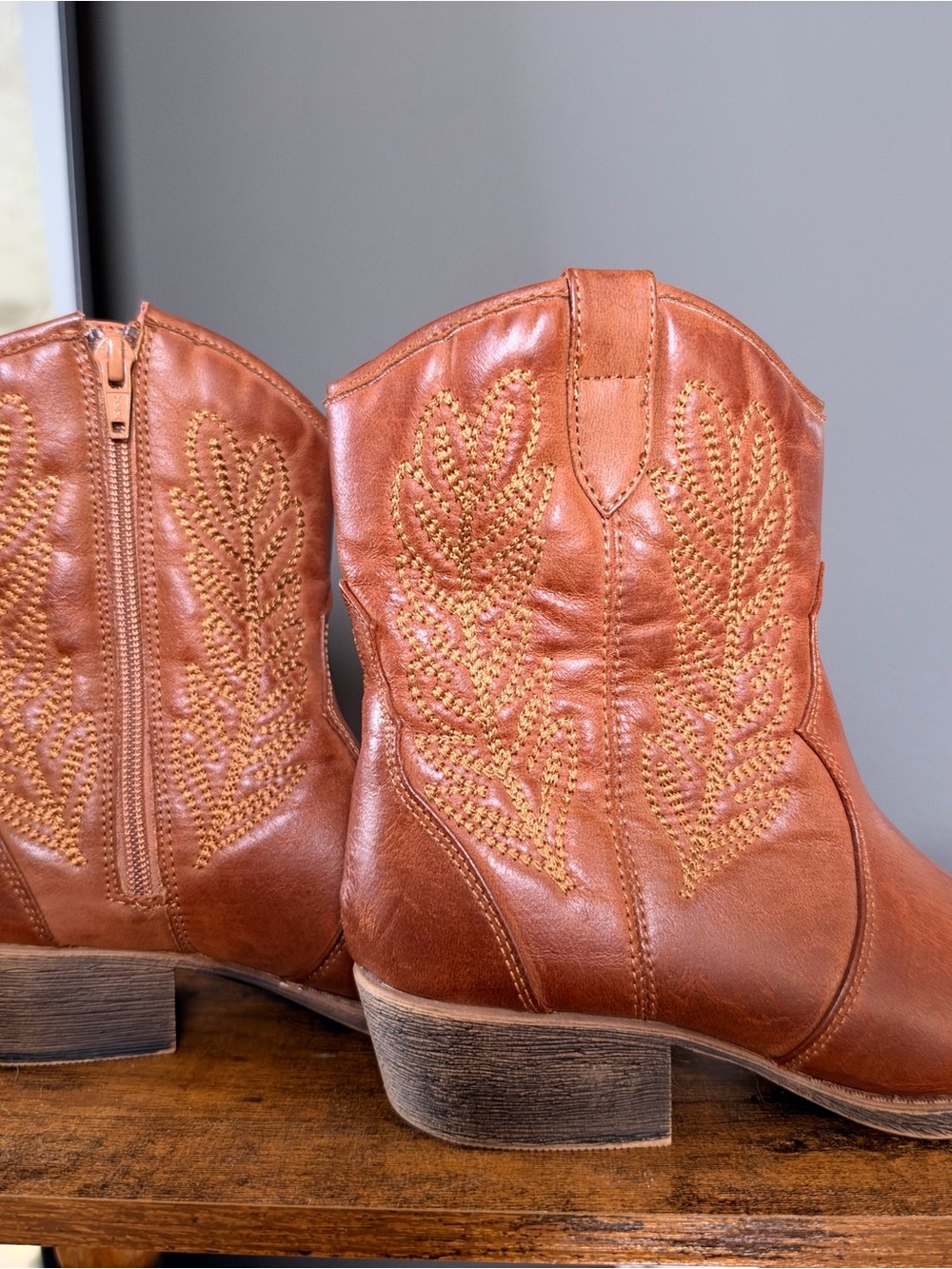 Coconuts by Matisse Embroidered Western Ankle Booties in Cognac